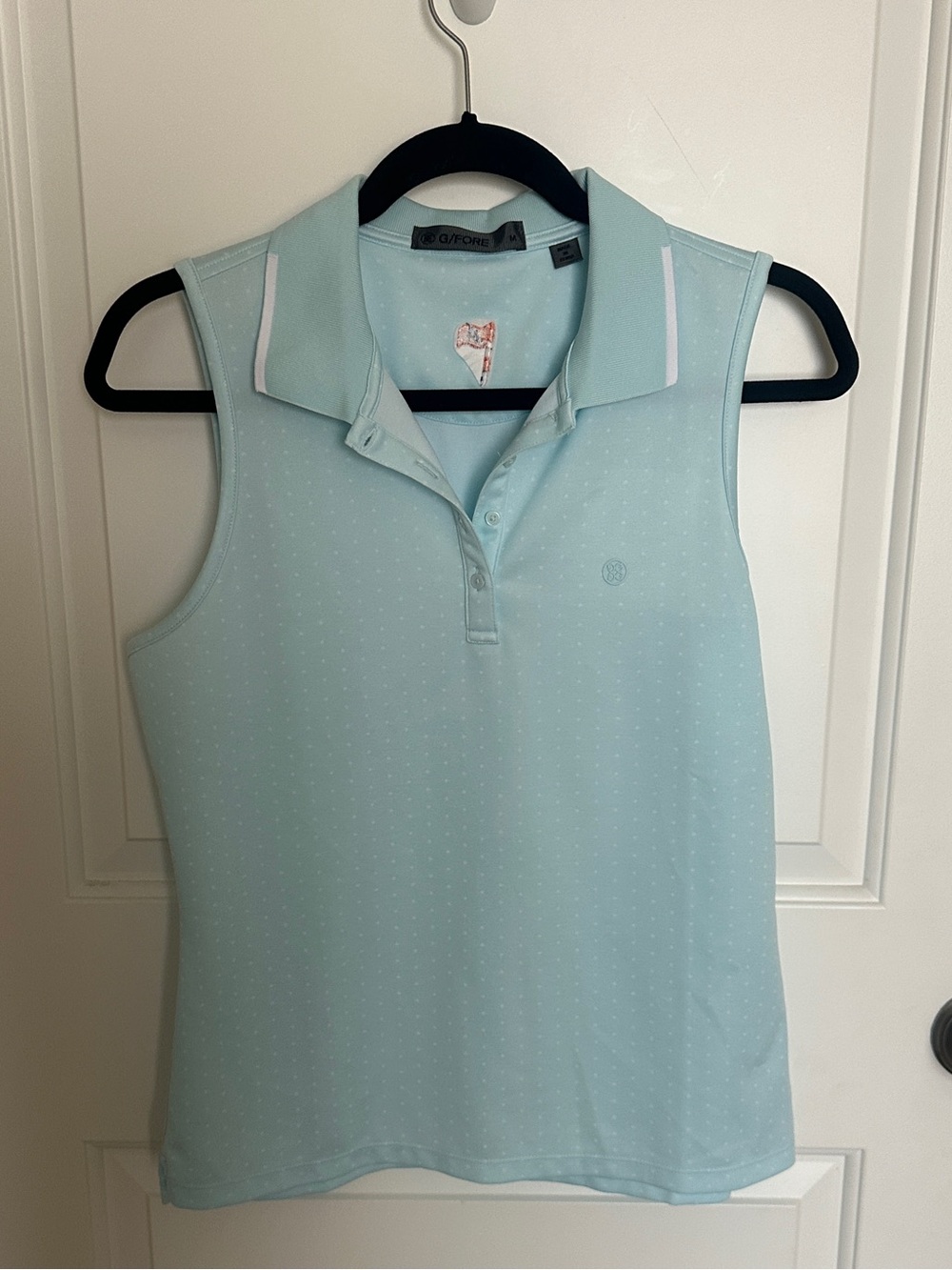 G/Fore Light Aqua Sleeveless Polo Tank with White Trim